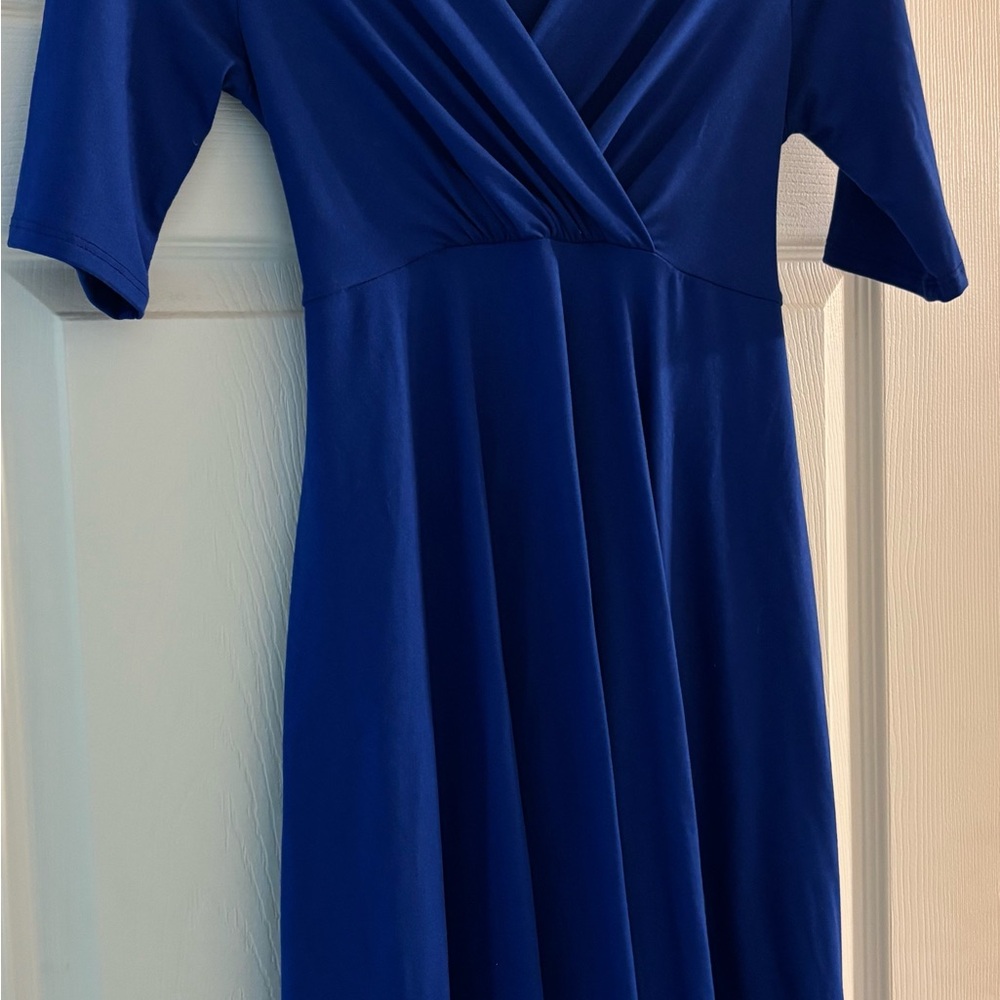 Mother Bee Maternity Royal Blue 3/4 Sleeve Dress